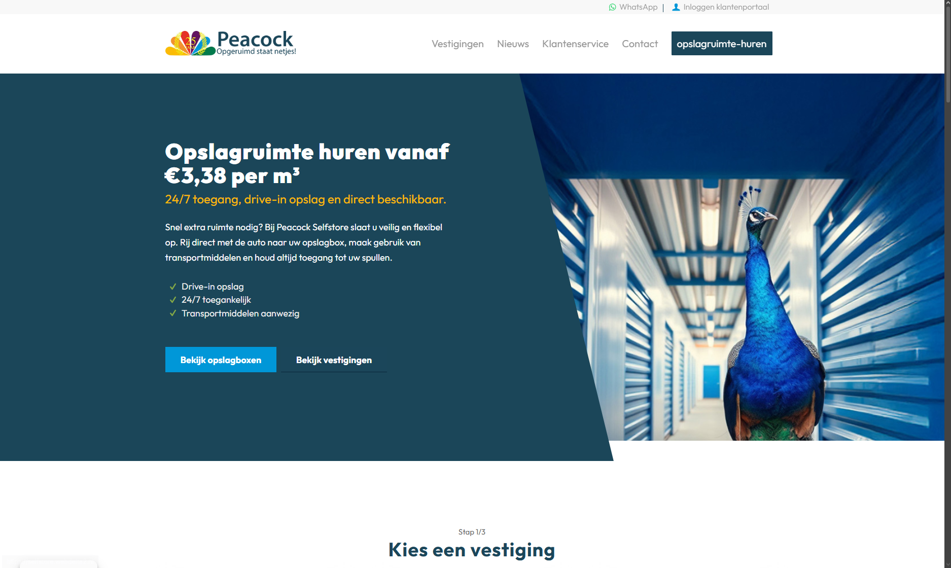 Screenshot van de Selfstore website